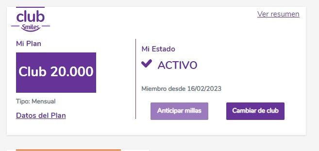 cambiar de plan en club smiles a uno más bajo