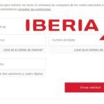 captura del sitio de iberia donde se pueden reclamar los avios no anotados