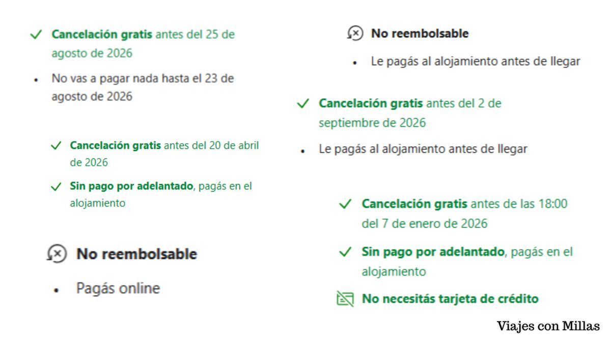 captura de las formas de pago de reservas en booking