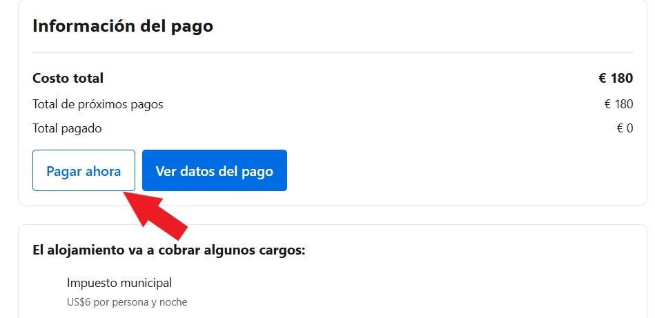 captura de pantalla de booking
