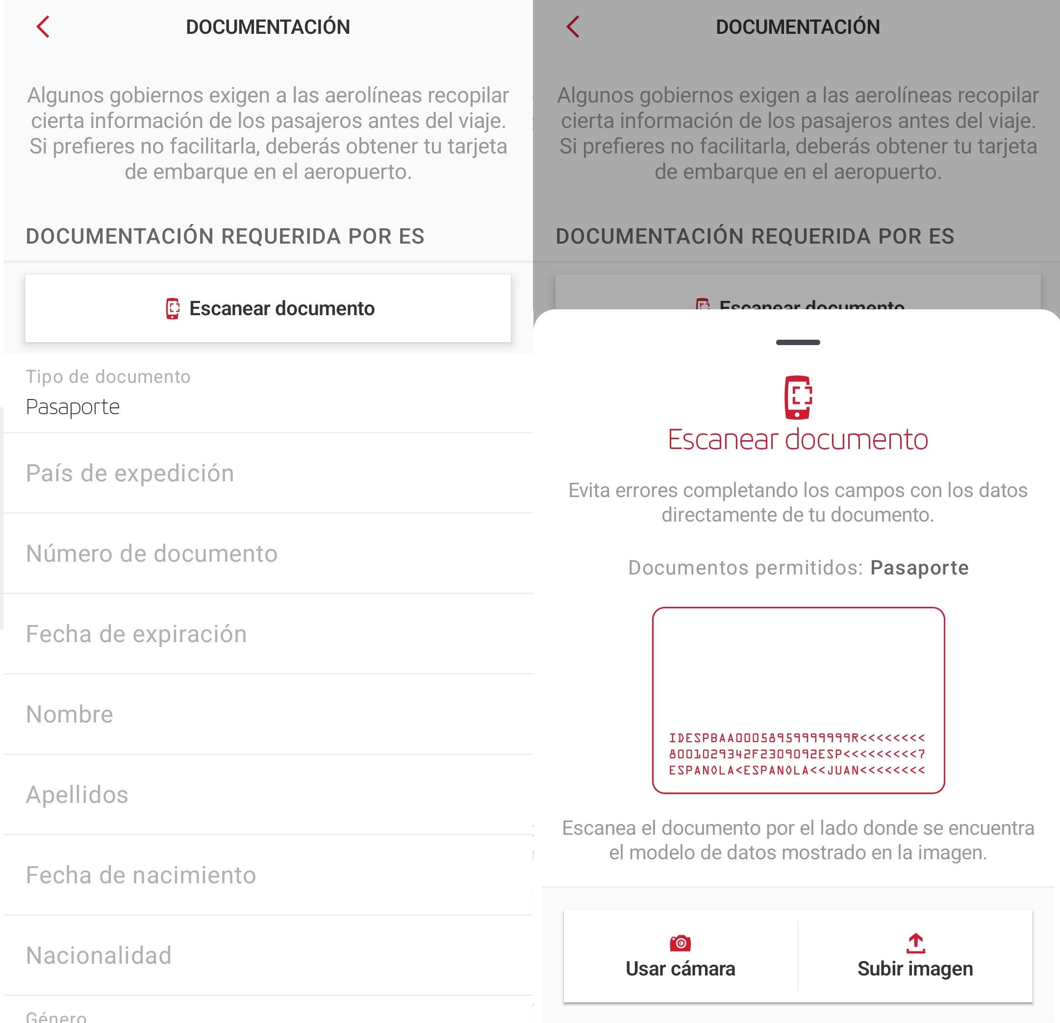 captura del check in online en la web de iberia